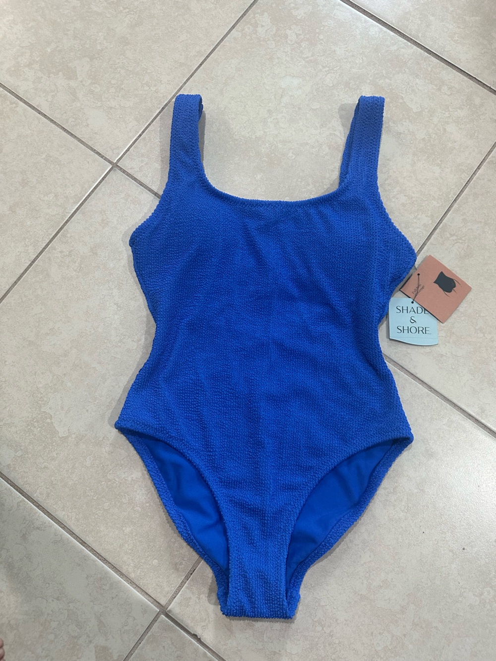 Shade & Shore Royal Blue Textured One-Piece Swimsuit